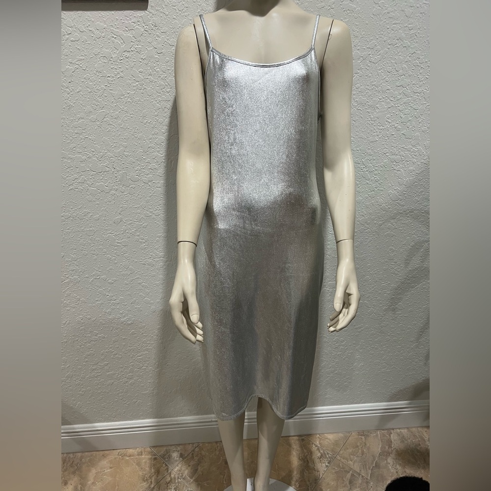 Forever 21 Metallic Silver Midi Dress